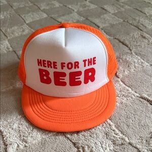 Orange and White Party Cap - Here for the Beer